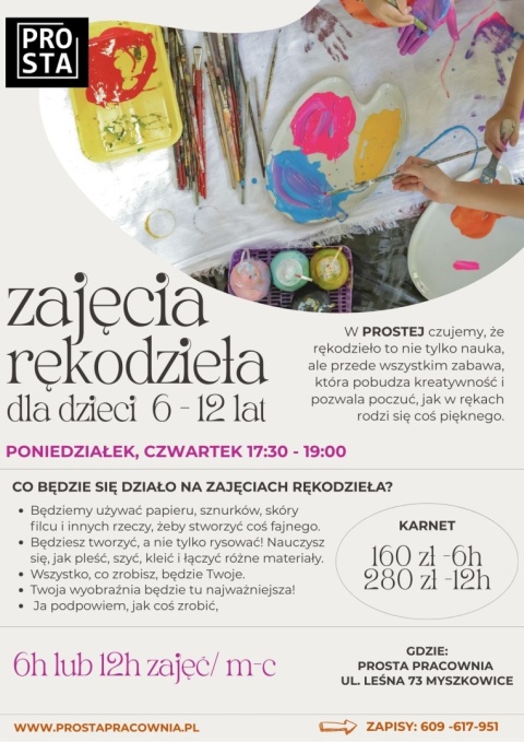 Zajęcia rękodzieła dla dzieci 6-12 lat - pakiet 6h