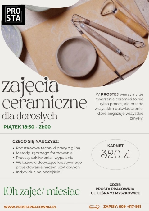 Zajęcia ceramiczne dla dorosłych - pakiet 10h