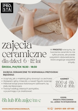 Zajęcia ceramiczne dla dzieci 6-12 lat - pakiet 16h